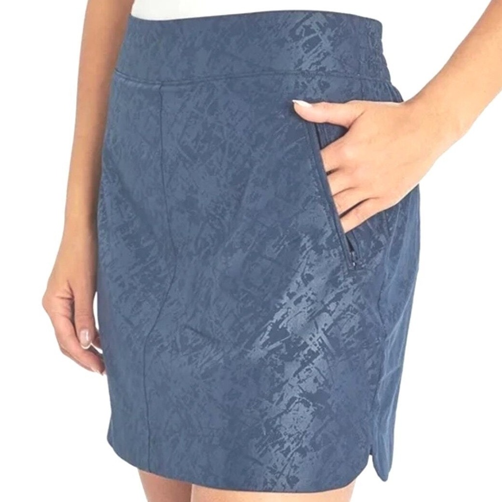 Orvis Active Skort Zipper Pockets Abstract Print Performance Navy Women XL